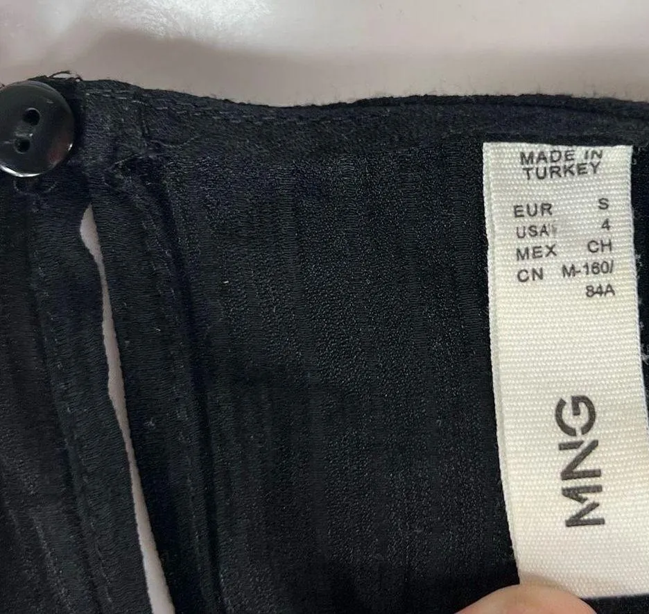 MNG Long Sleeve Gauze Keyhole Back Blouse Black Size 4 - Image 6