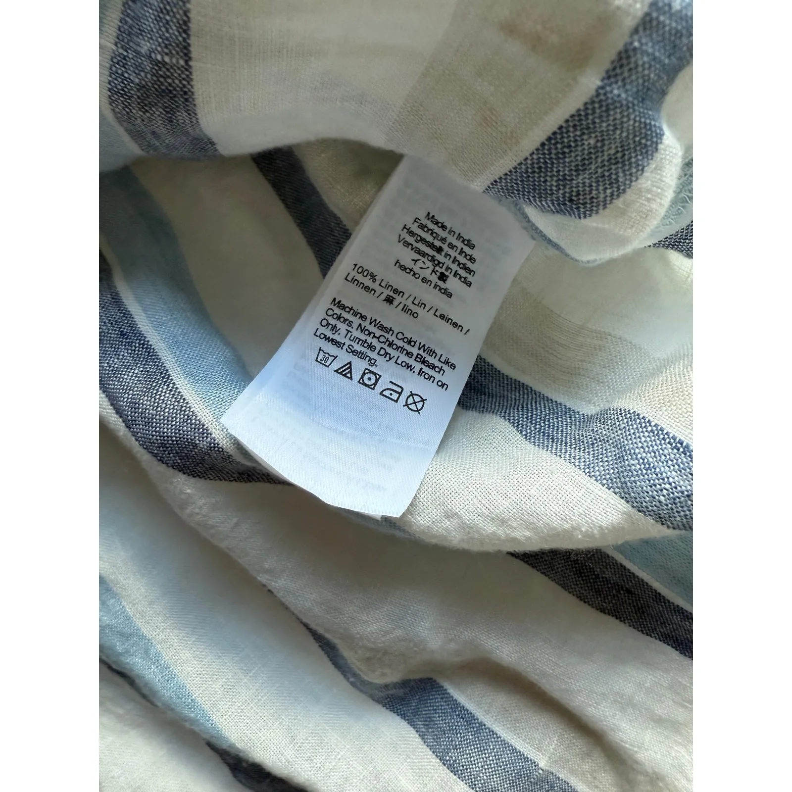 $98 Madewell Linen Easy Y-Neck Button-Up Shirt in Mixed Stripe - XS - Image 10