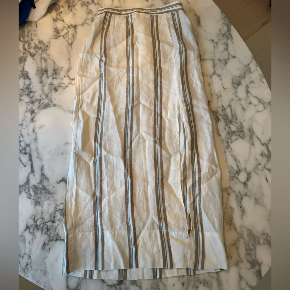 NWT Madewell Column Maxi Skirt 100% Linen Olive Surplus - slit seam needs repair - Image 13