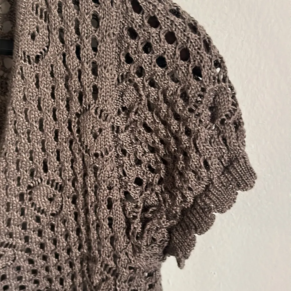 Charlotte Russe Crop Crochet Open Knit Style Tie Front Cardigan Shrug Sweater - Image 5