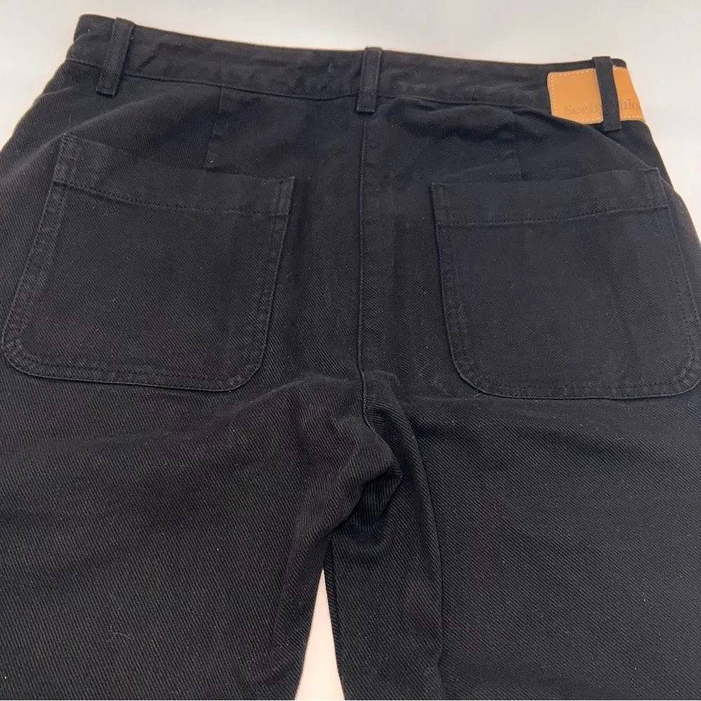 See by Chloe Women's High Rise 100% Cotton Black Denim Jeans w/Slim Legs Size 6 - Image 4