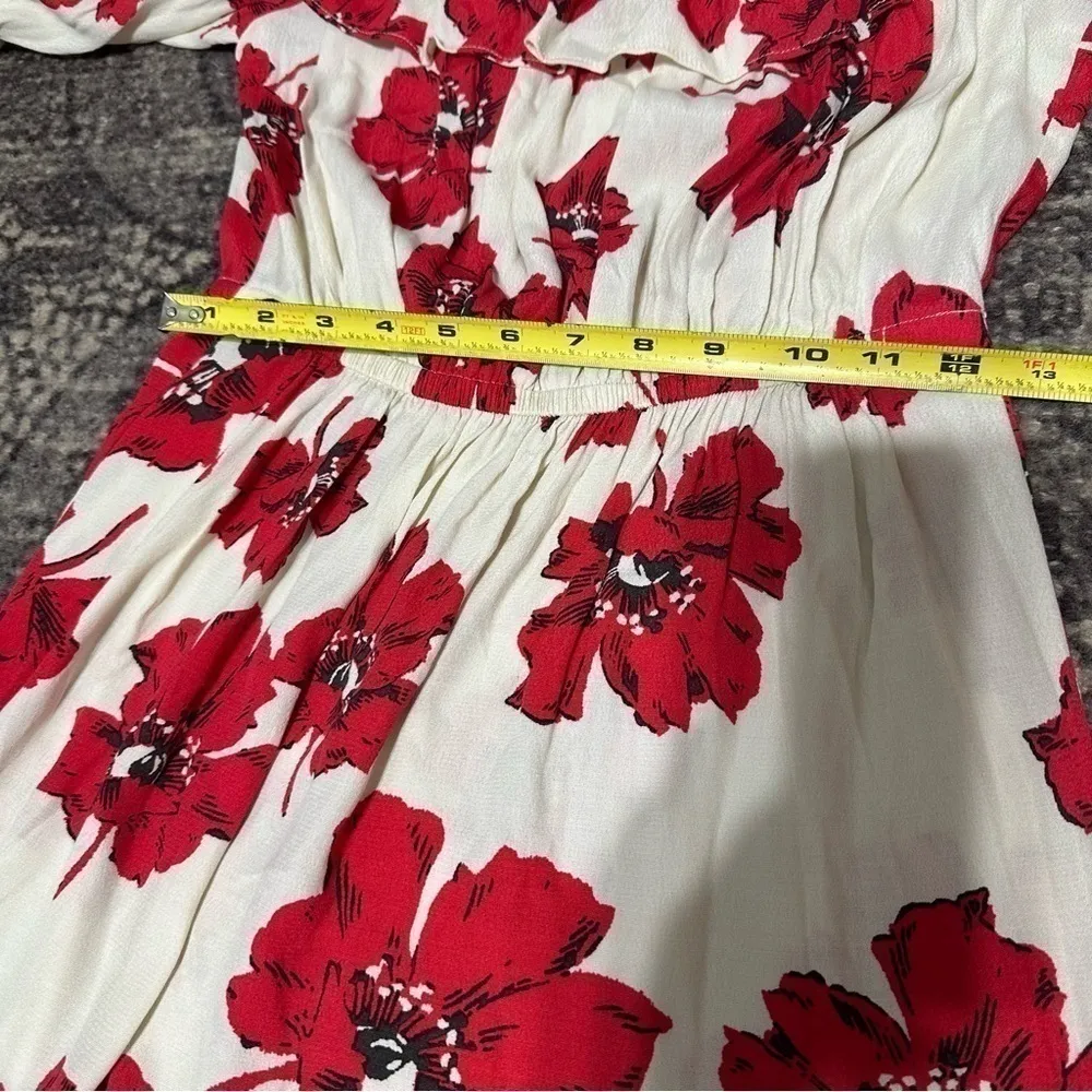 Ba&sh Women’s Size XS Red Floral Cream Kiara Off the Shoulder Short Mini Dress - Image 14