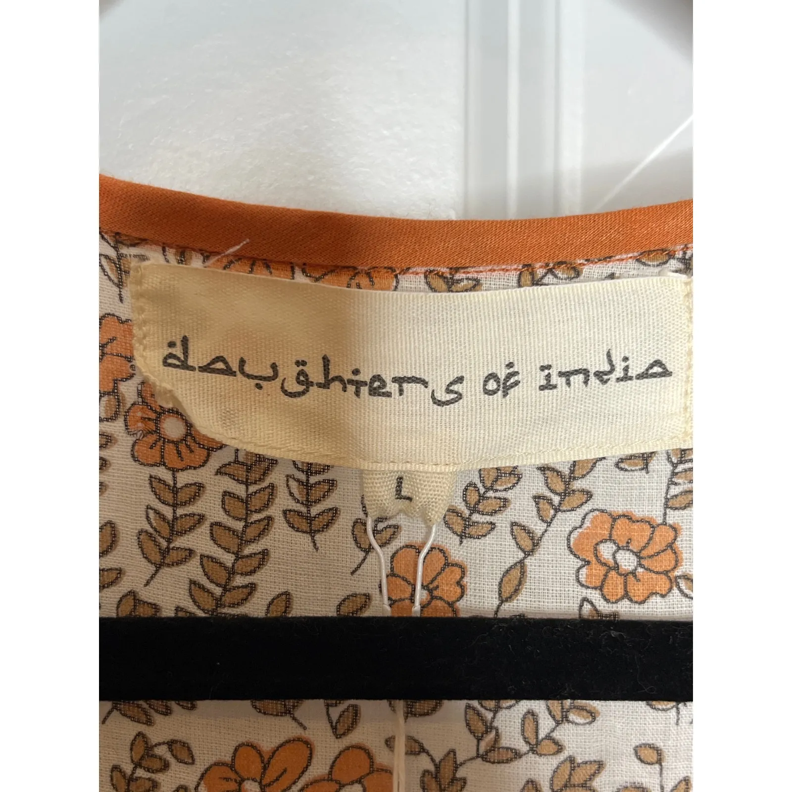 Daughters of India NEW Binita Mini Dress Apricot Color‎ Size Large Orange White - Image 12