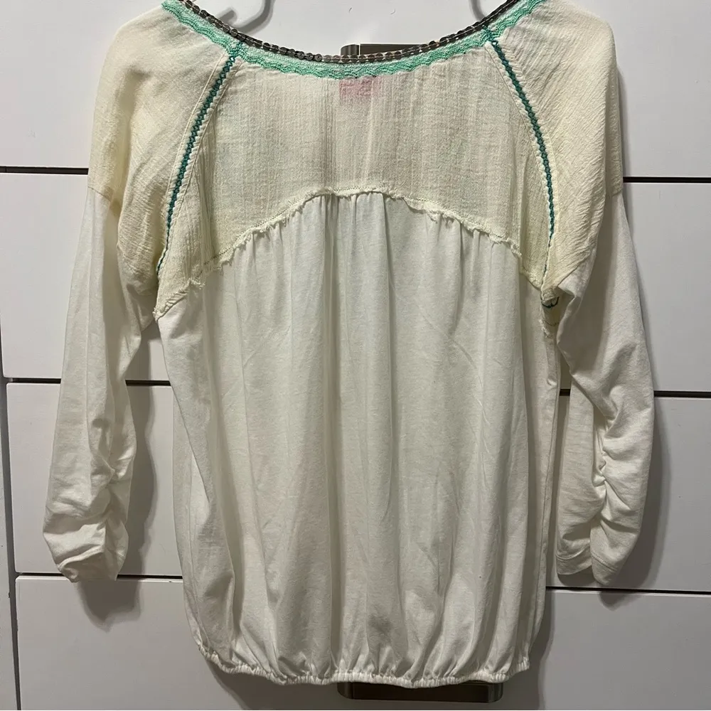 Free People Embroidered White Blouse - Image 3