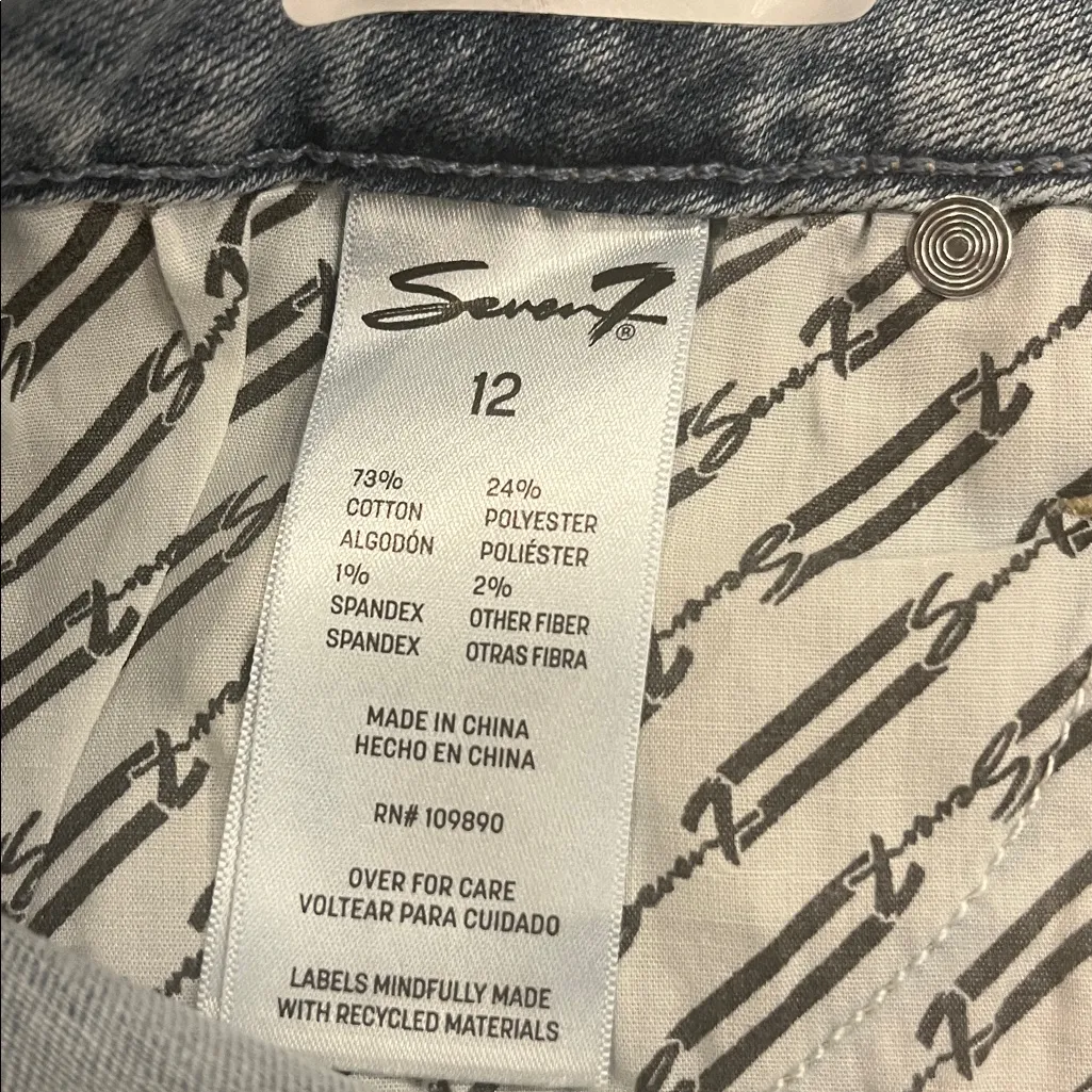 NWOT Seven7 Weekend shorts stretch denim frayed hem 12 - Image 8