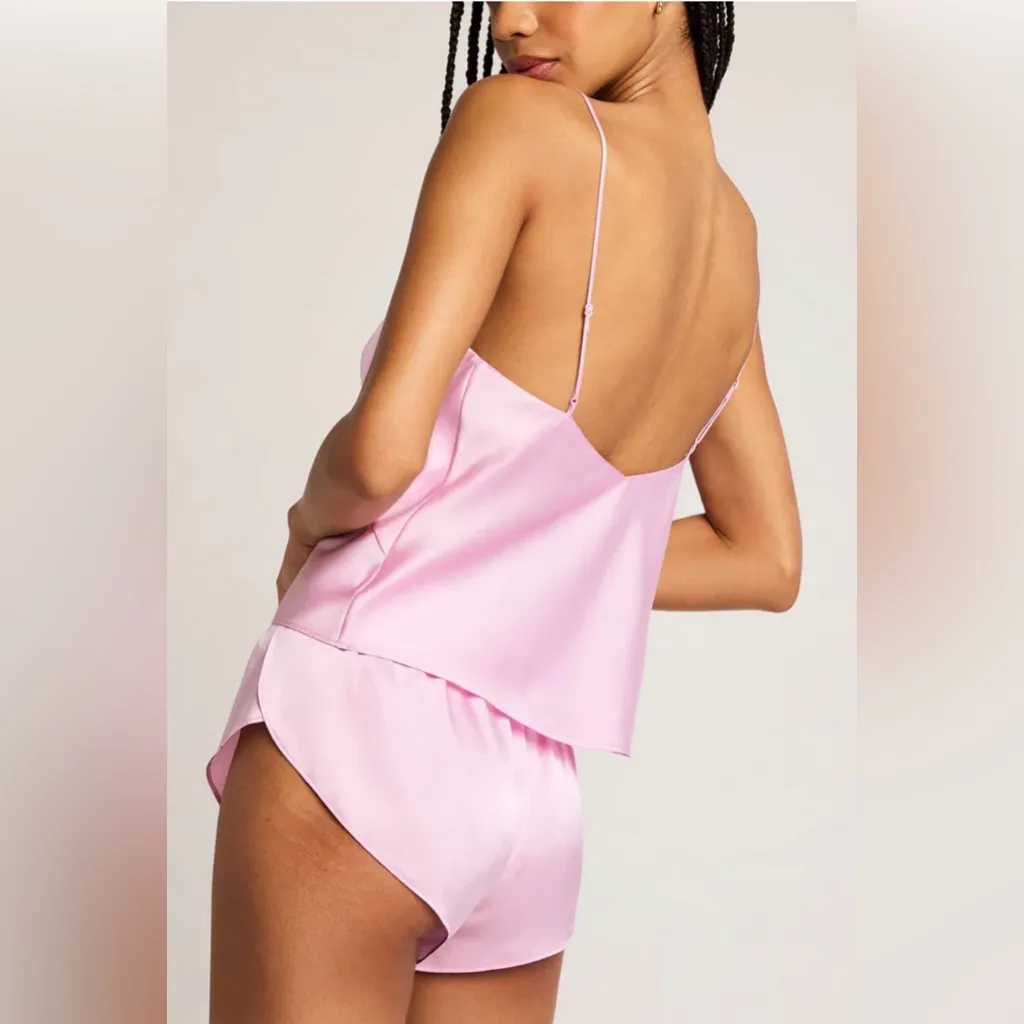 2 pc Set: Negative Underwear Eclipse Washable Silk Cami & Mini Short in Babe Pink - Image 3