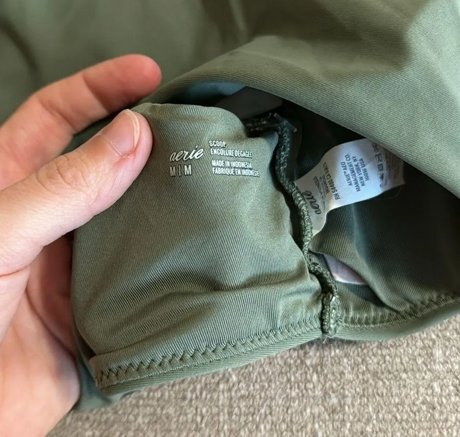 Aerie Olive Green Scoop Wide Strap Bikini Top M - Image 4