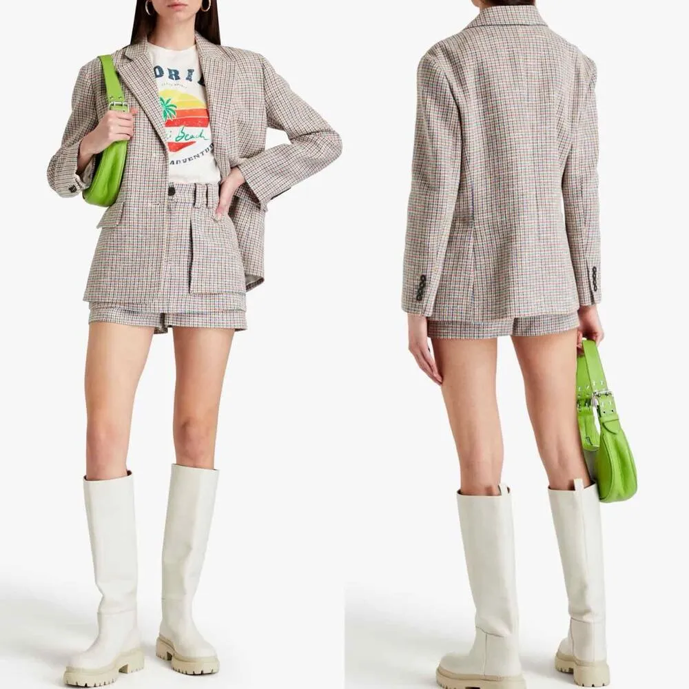 MAJE Tailored Check-Print Houndstooth Blazer Size FR 42 US 10 - Image 6