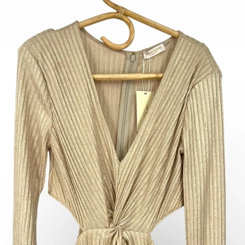 NWT Ramy Brook 8 Metallic Evening Dresses Gold Maxi Ribcage Cutouts New Years - Image 4