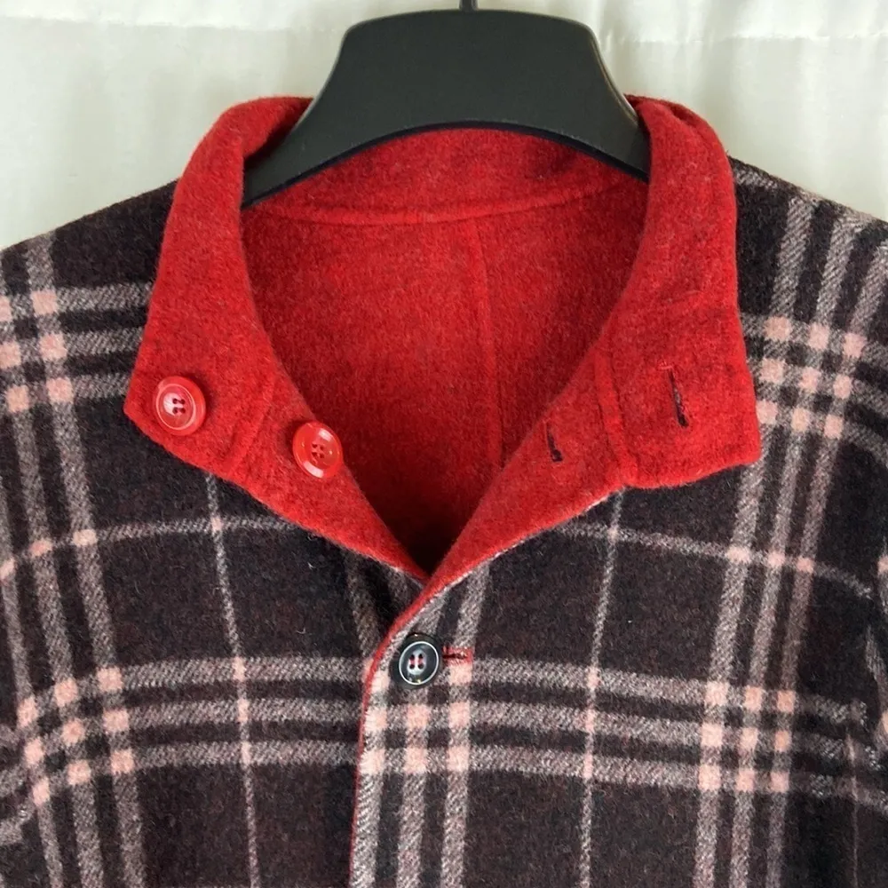Reversible Black Plaid & Red Wool Blend Button Front Jacket by Charter Club L - Image 9