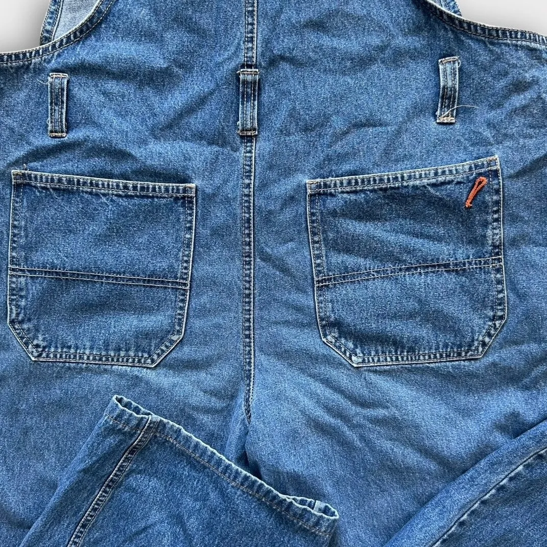 Vintage 90s Y2K Distressed Denim Overalls Bibs Womens 11/13 Grunge No Boundaries - Image 9