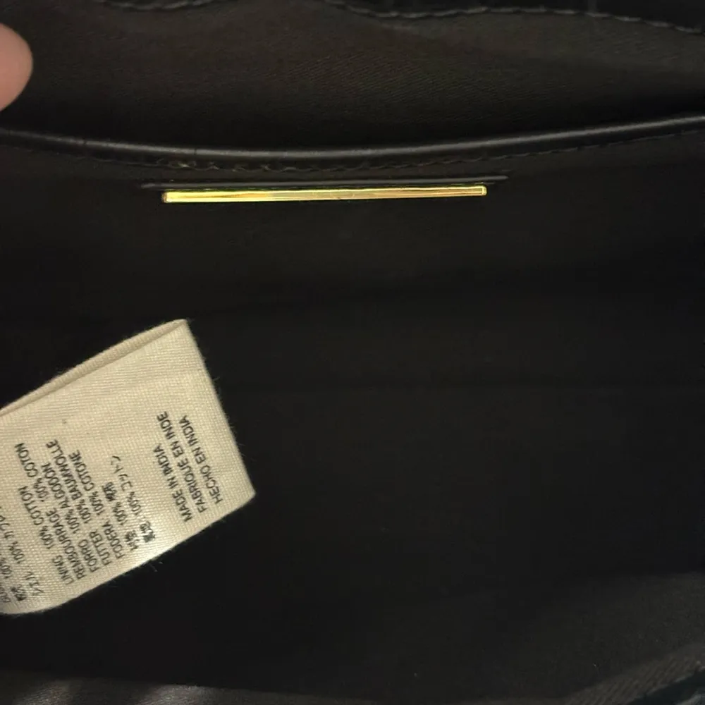 Cleobella Black Croc‎ Embossed Leather Top Handle Handbag Structured Chic - Image 5