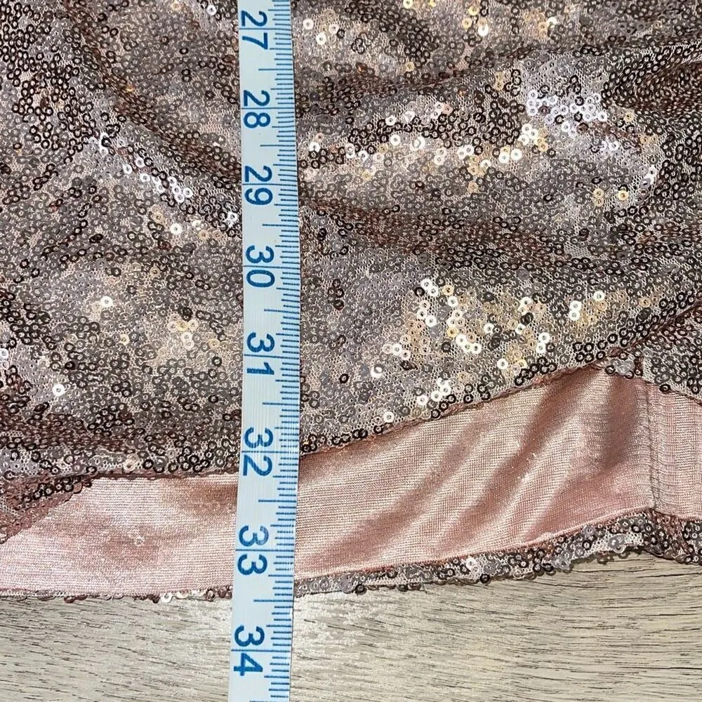 Lookbook Store Womens Sequin Sleeveless V-Neck Lined Mini Dress Rose Gold Sz‎ 10 - Image 11