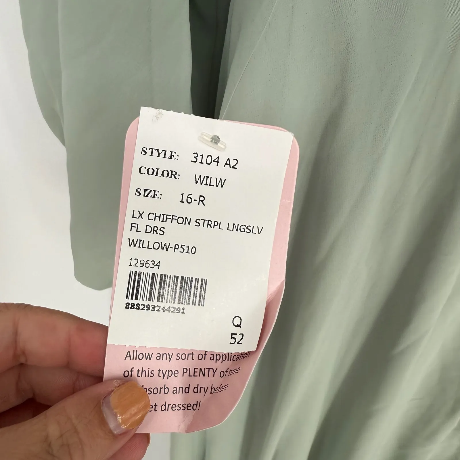 Dessy Collection Convertible Neck Long Sleeve Chiffon Gown Willow Green Size 16 - Image 8