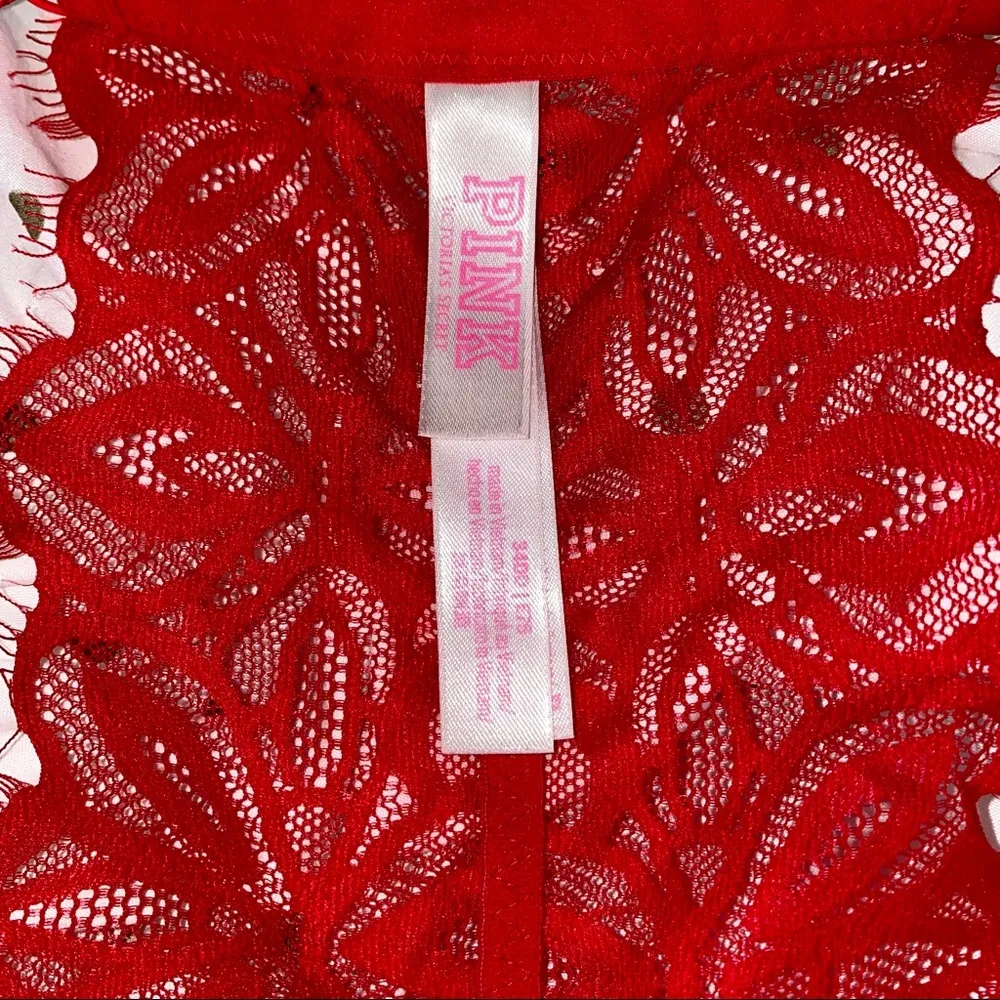 PINK Victoria Secret Red Lace Wireless Bralette - Image 4
