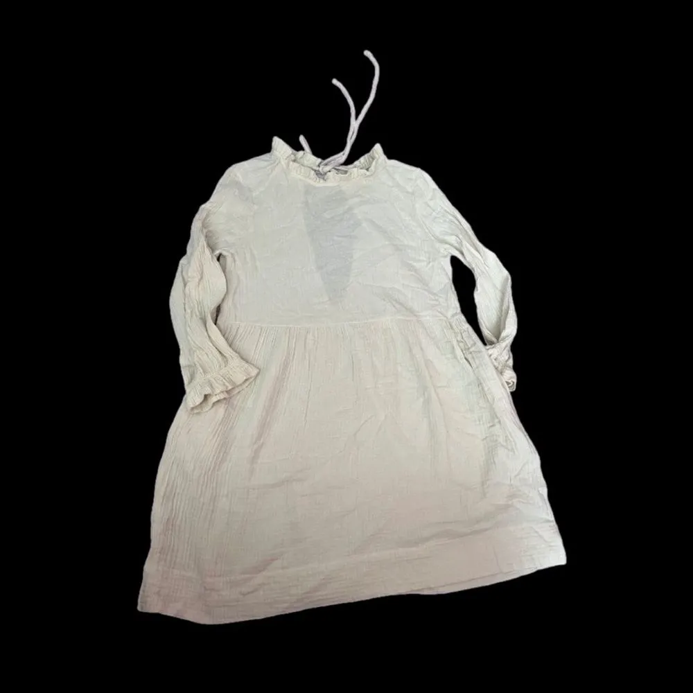 Ces femme SLUBBED COTTON TEXTURED LONG SLEEVE DRESS White - Image 2