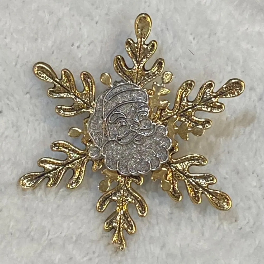 Santa Snowflake Christmas Pin Brooch Holiday Wear - Image 6