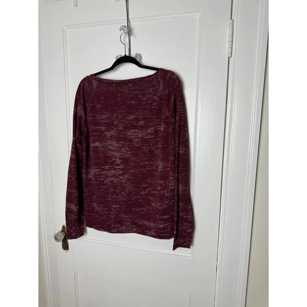 Nike T-shirt Women's Large Tall Long Sleeve University Charleston Burgundy Knit - Image 3