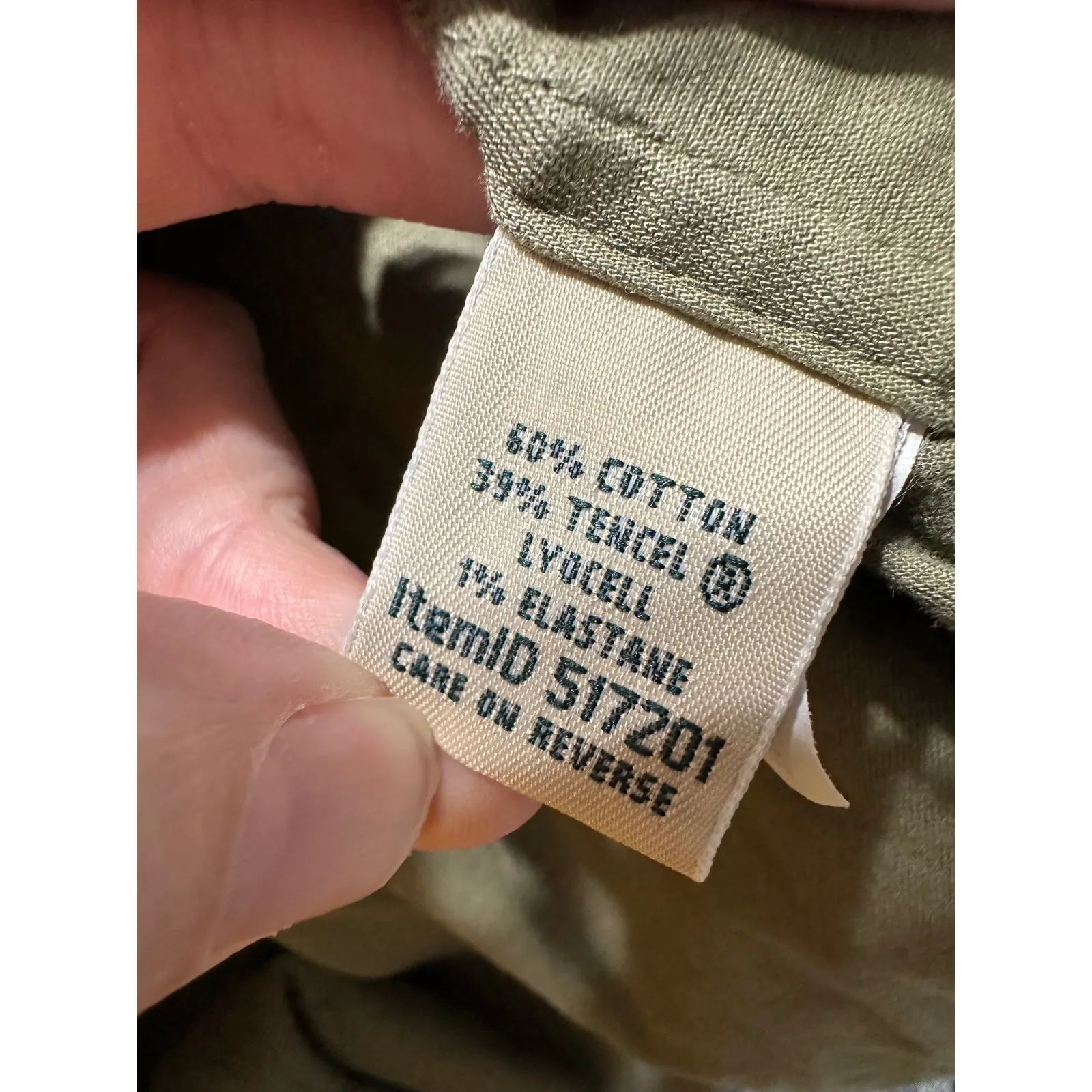 LLBean Olive Green Button Up Utility Shirt Women XL Petite Roll Tab Sleeve - Image 6