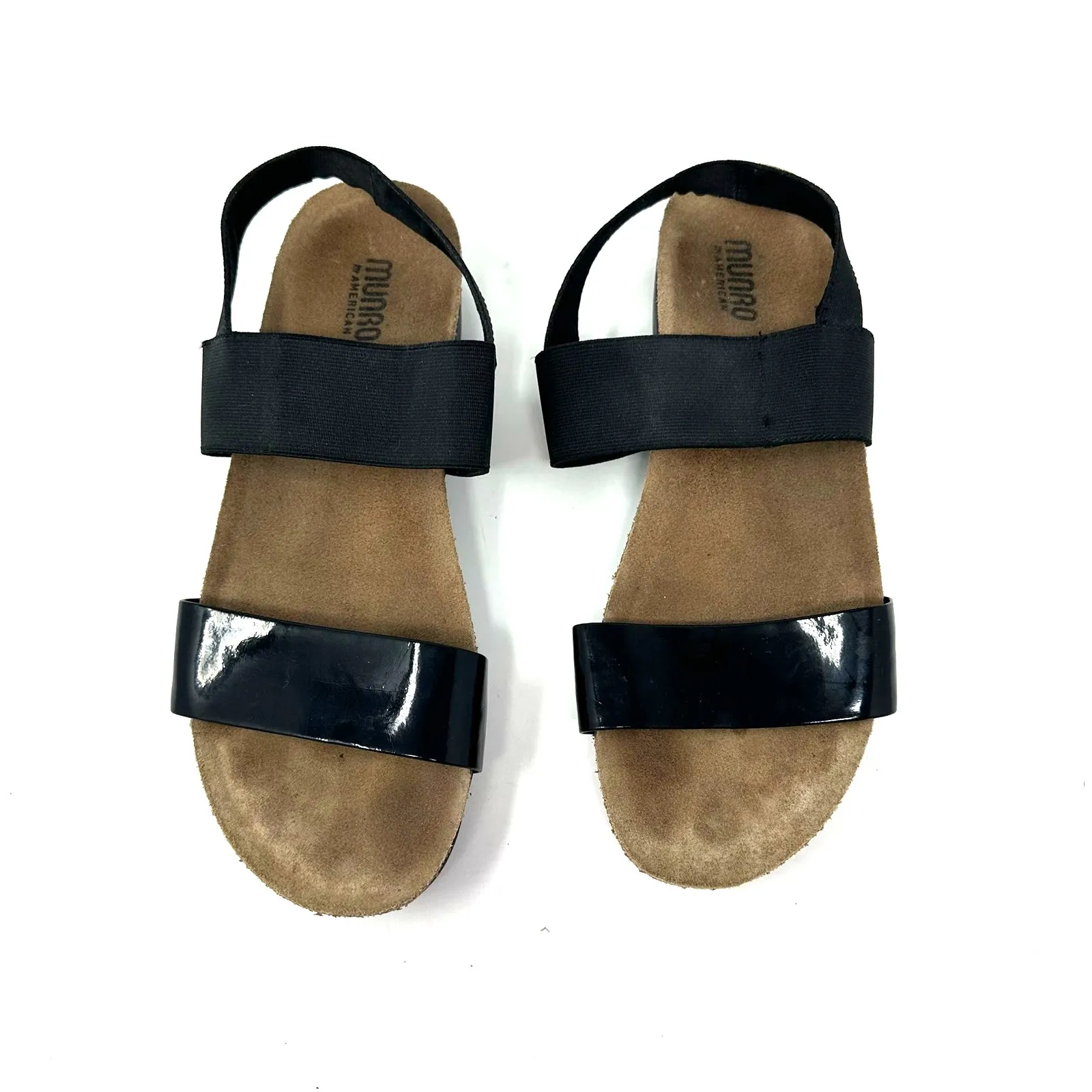 Munro‎ Size 10 Sandals Black Flat Sling Back Heel Casual Summer Wide Strap Beach - Image 2