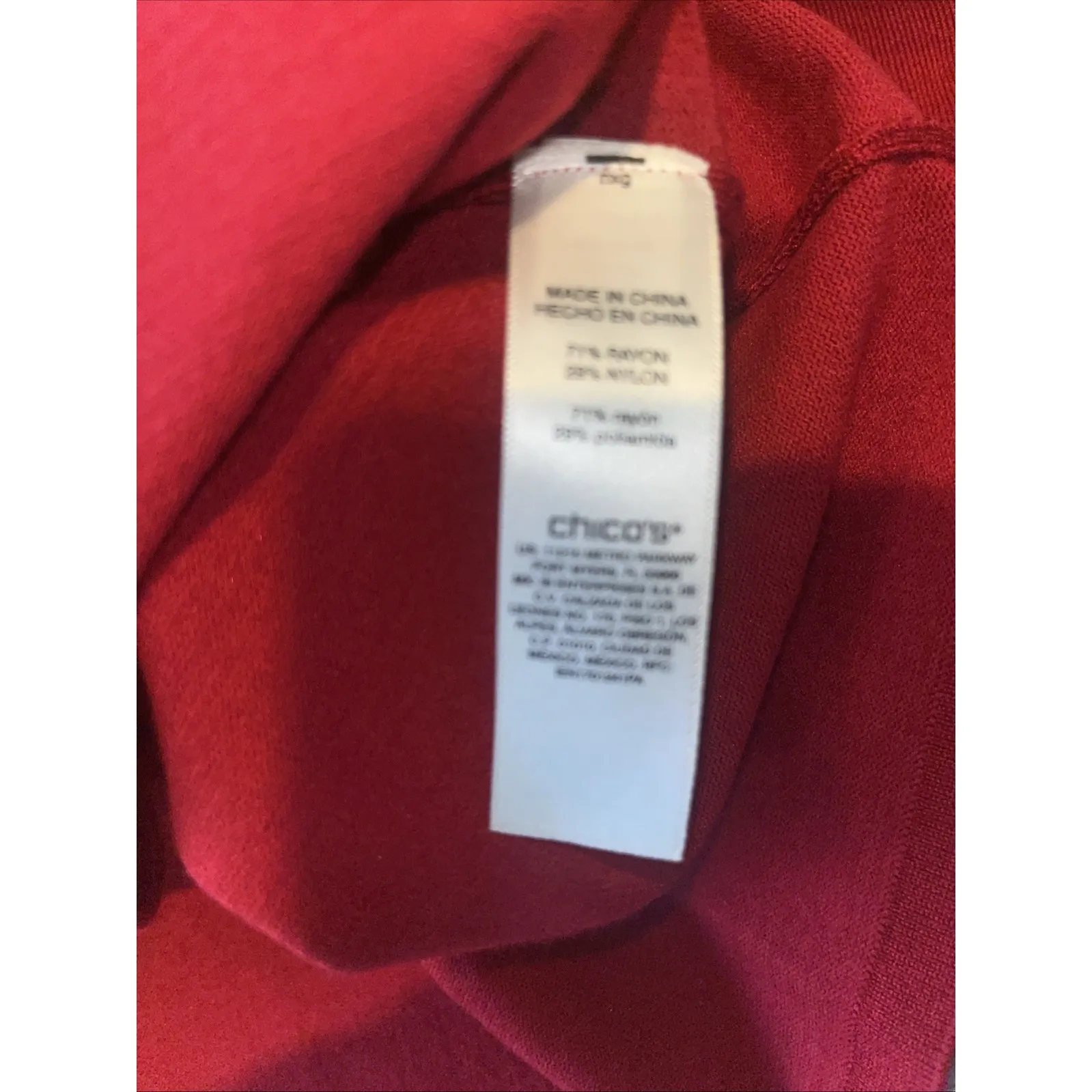 Chico's Red Cold Shoulder Rhinestone Holiday Contemporary Sweater Size 1/Medium - Image 10