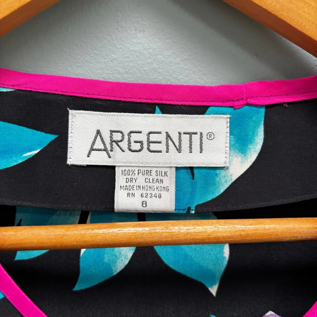 Vintage Midi Skirt and Blazer Set In Floral Print Silk Size M - Image 10