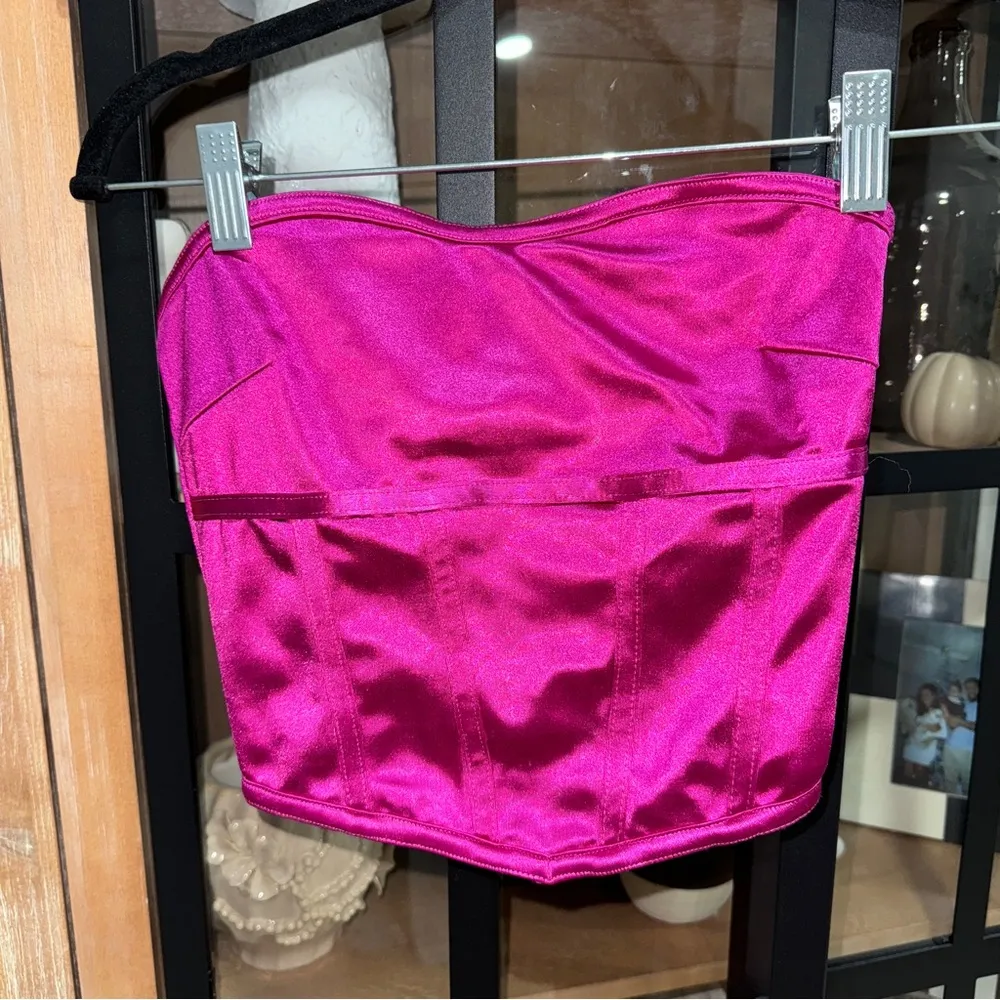 I.AM.GIA Vikki Corset crop top satin silky barbie pink y2k strapless disco - Image 8