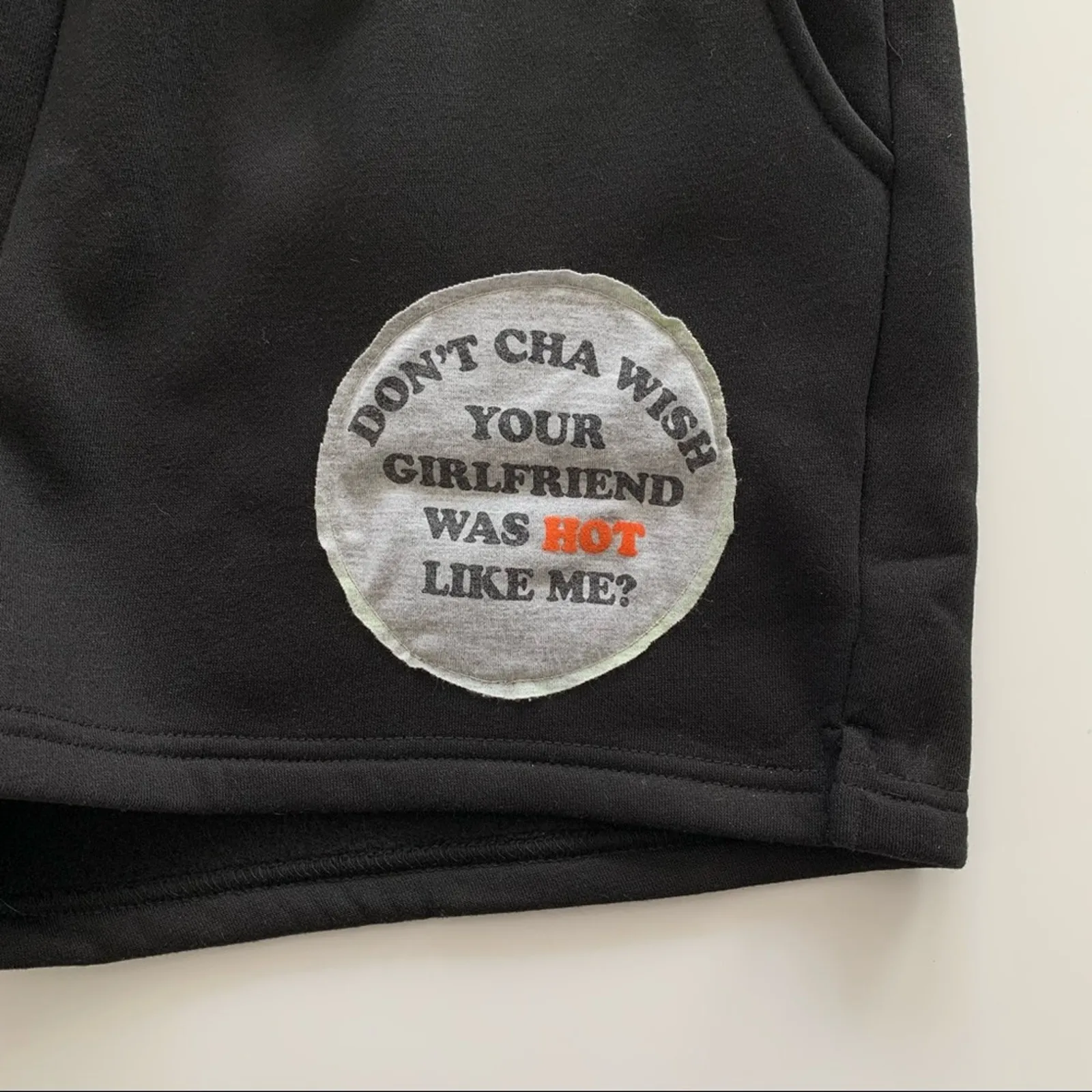 Via Penny Lane Reworked Apparel | Don’t Cha Black Graphic Shorts Medium - Image 2