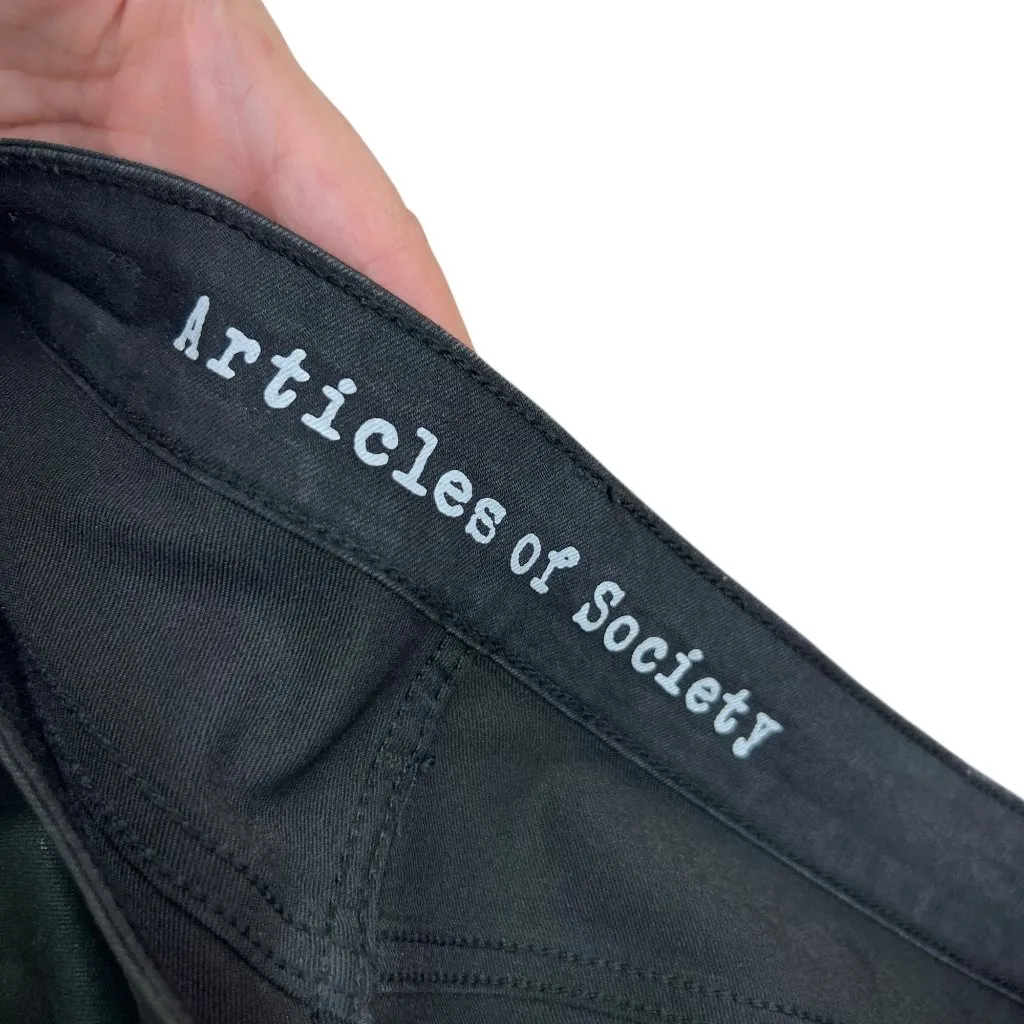 Articles Of Society Sarah Raw Hem Waxed Skinny Jeans Dark Green Olive Size 27 - Image 8