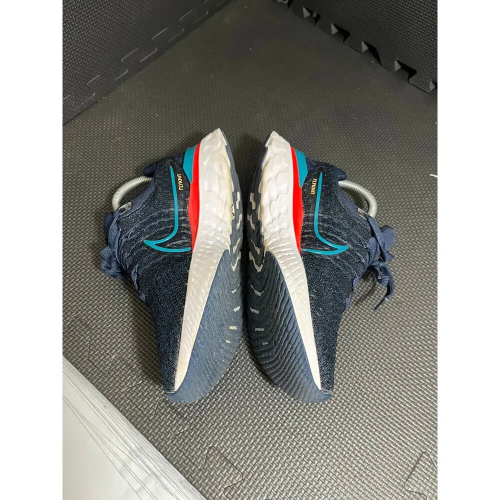 Nike React Infinity Run Flyknit 3 College Navy Metallic Silver Mens 6.5 Womens 8 - Image 3