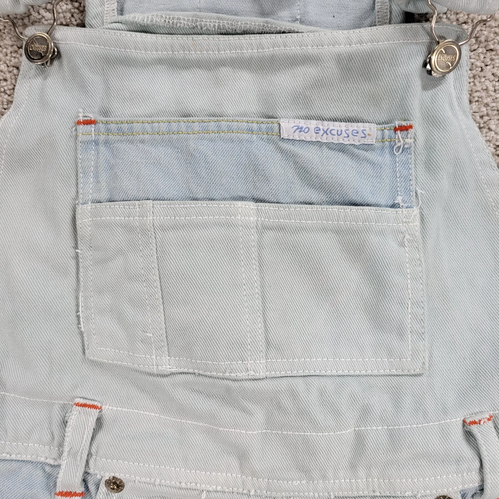 No Excuses Womens Overalls Cut Off Shorts S Blue Light‎ Wash Denim - Image 6