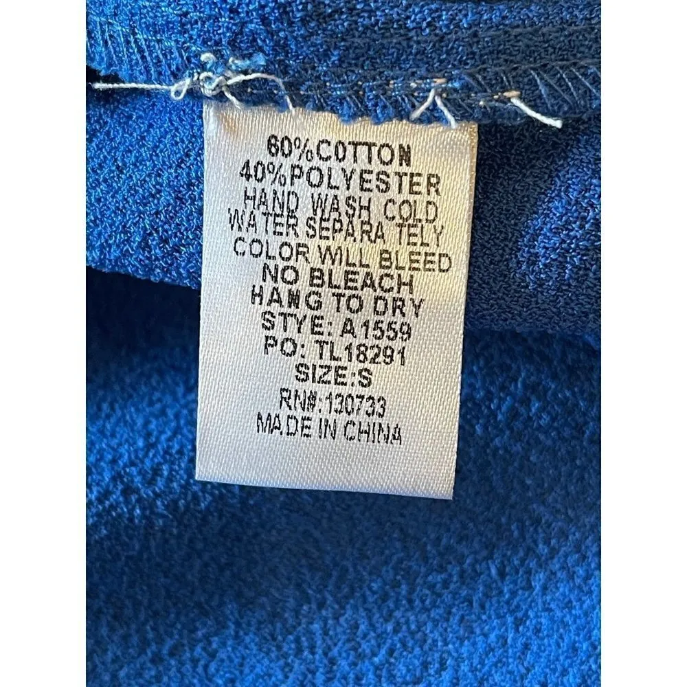 Umgee Royal Blue Cold Shoulder Boho Swing Flowy Tunic‎ Mini Dress Size Small - Image 8