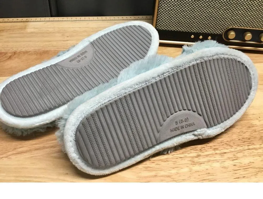 Abound Slippers Women's US Small (5-6) Silver Faux Fur Slip-On Slide Cozy Fuzzy - Image 4