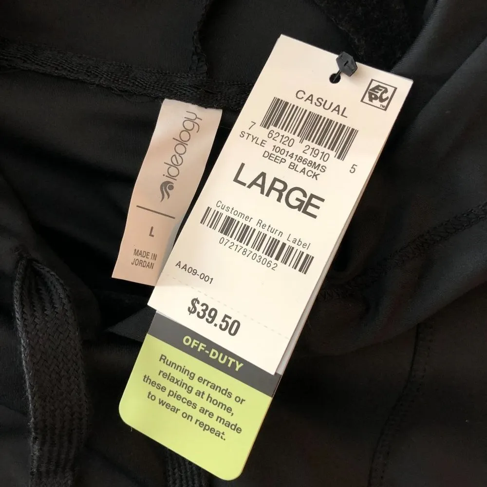 Ideology Womens Hoodie Pullover Pockets Thumbholes Black L - Image 3