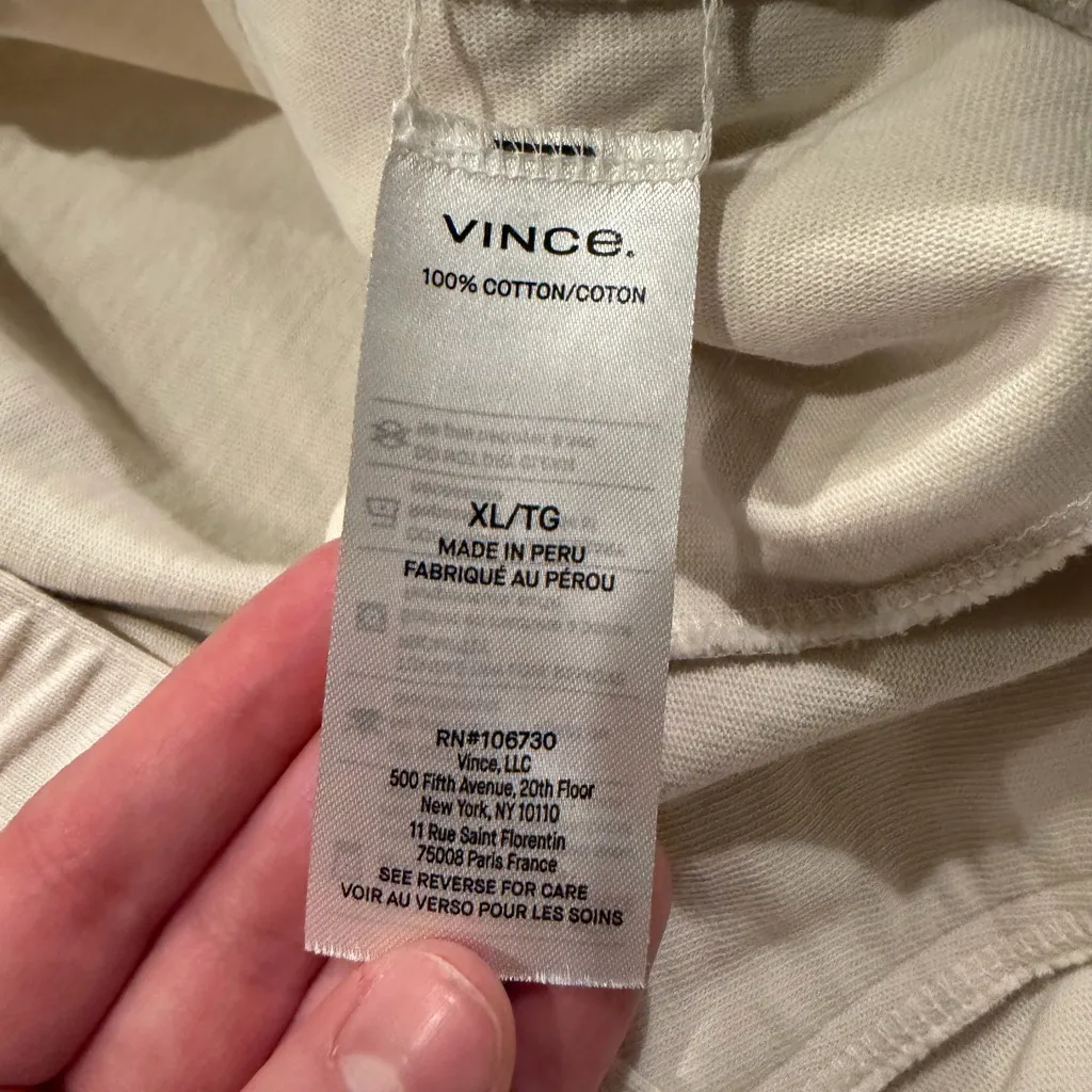 Vince Cropped Elastic Waist Cream Relaxed-Fit Trousers Pants XL Cotton - Image 5