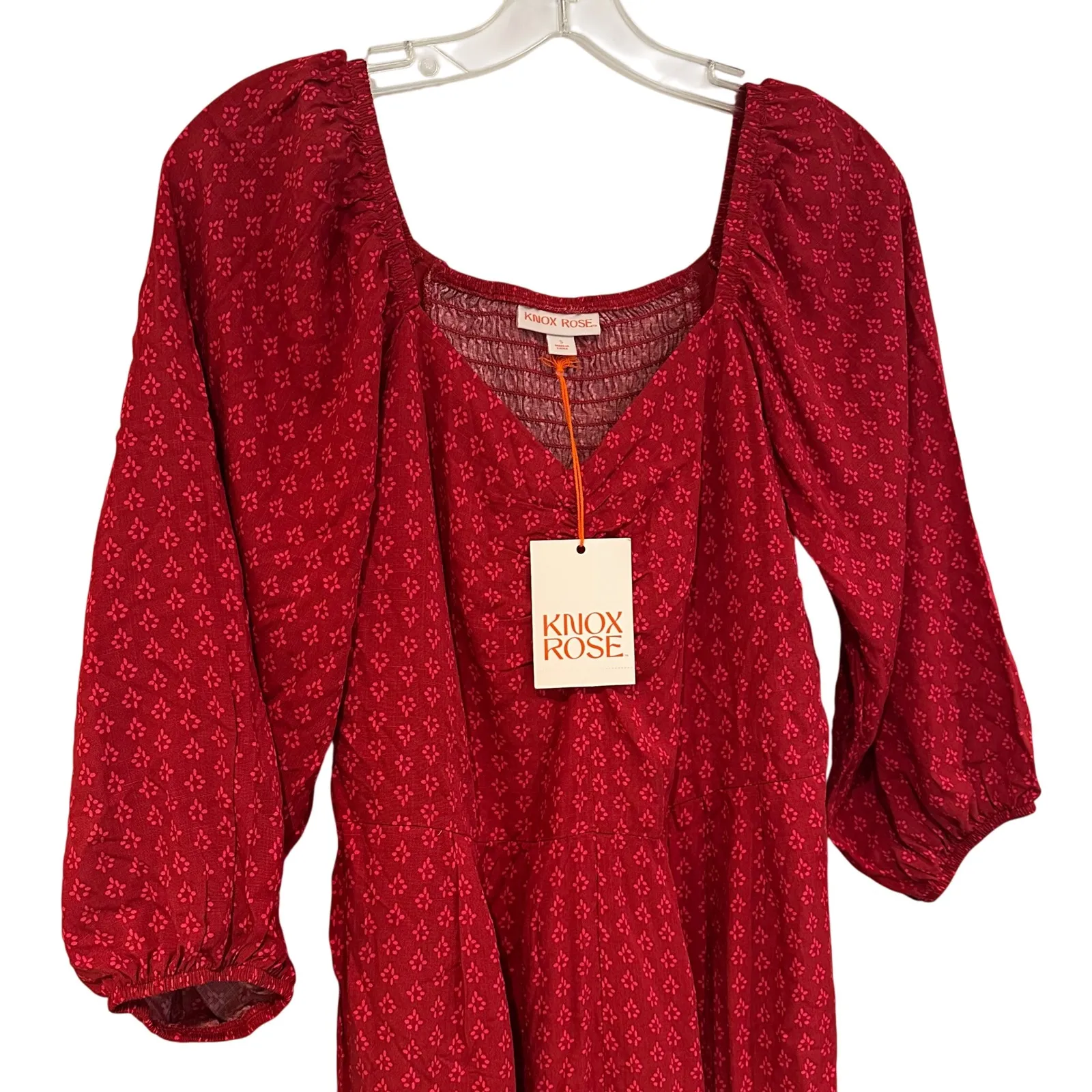 Knox Rose Floral Prairie Jumpsuit Women's Small Red Hippie Boho Casual Retro Y2K - Image 4