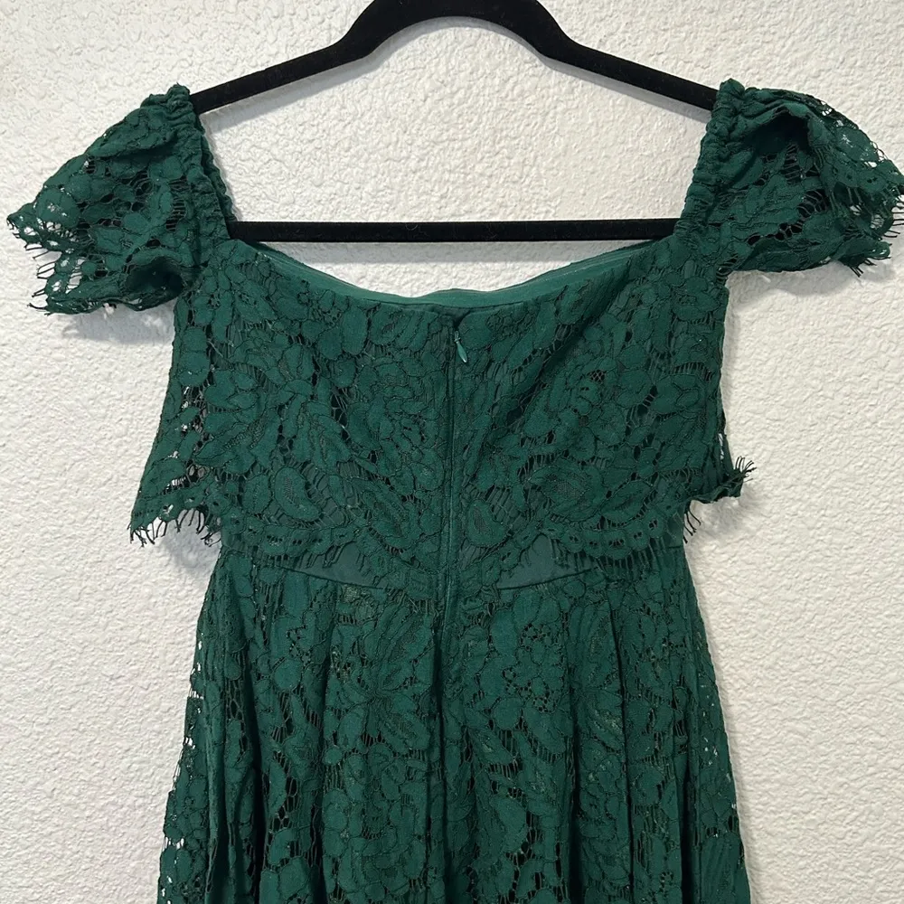 ASOS Green Lace Off Shoulder Dress - Image 4
