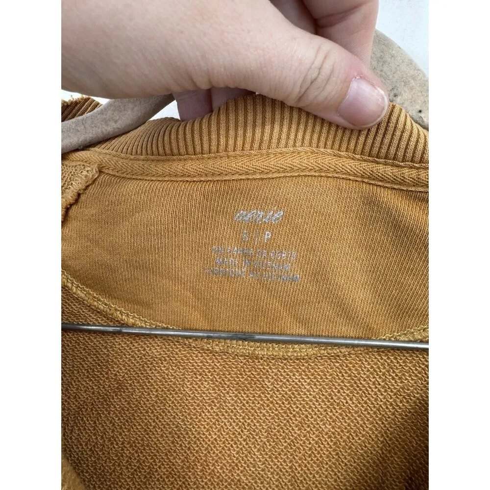 Aerie Distressed Bleached Sweatshirt Women Small Yellow Grunge Hobo‎ Punk Retro - Image 3