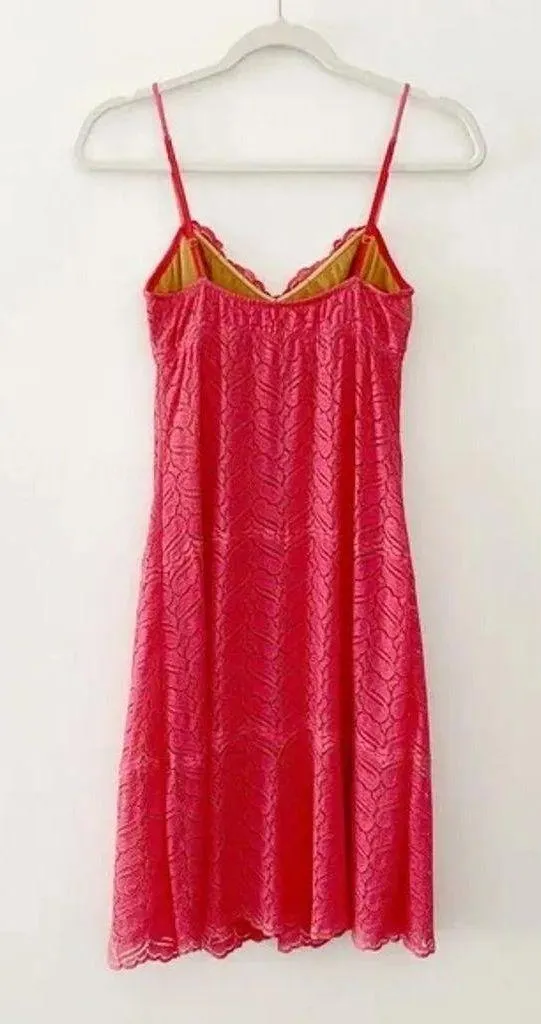 Vintage Y2K Lace Midi Slip Dress Punch Pink Size M - Image 6