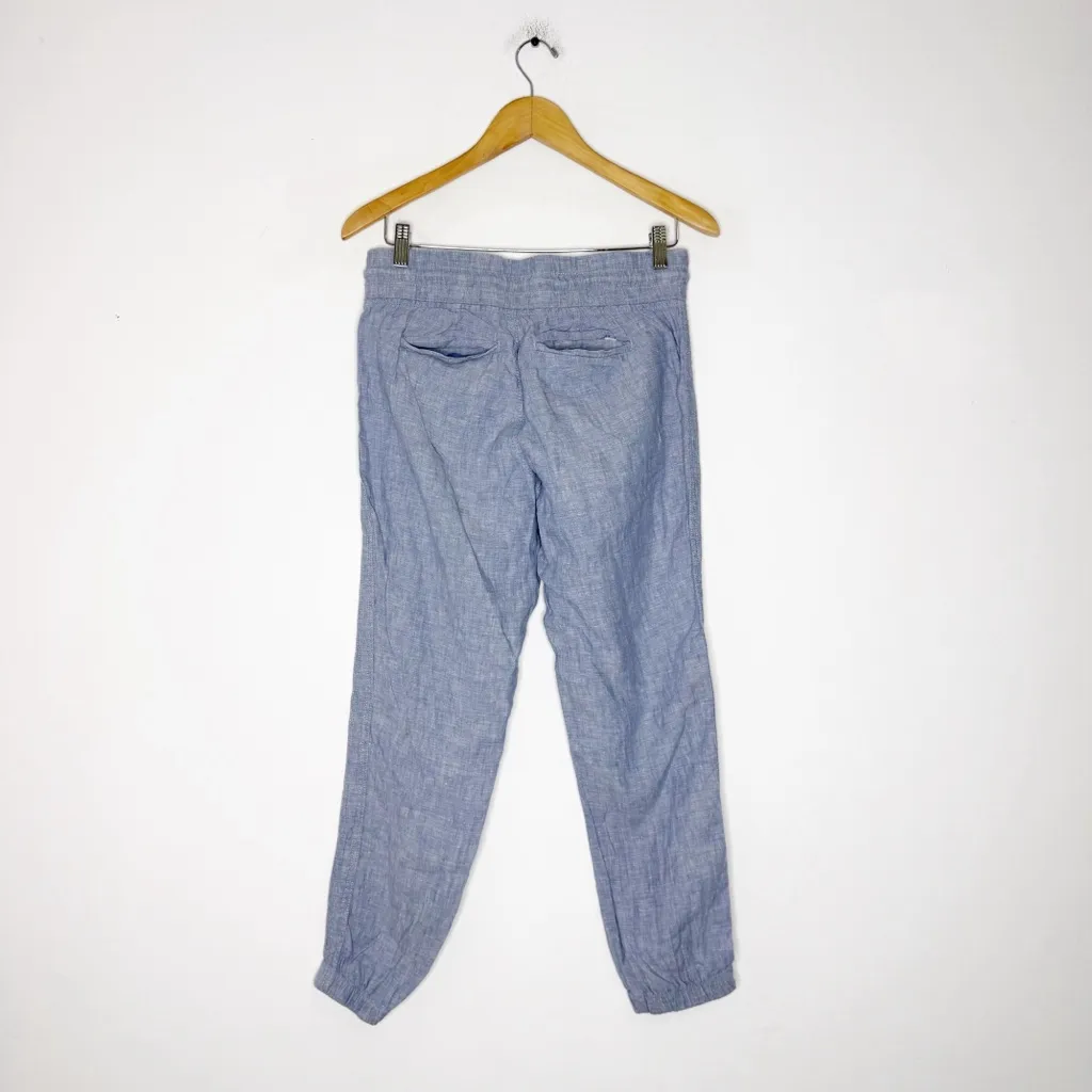 Athleta Cabo Tide Linen Jogger Pants Blue Size 2 Petite Chambray - Image 3