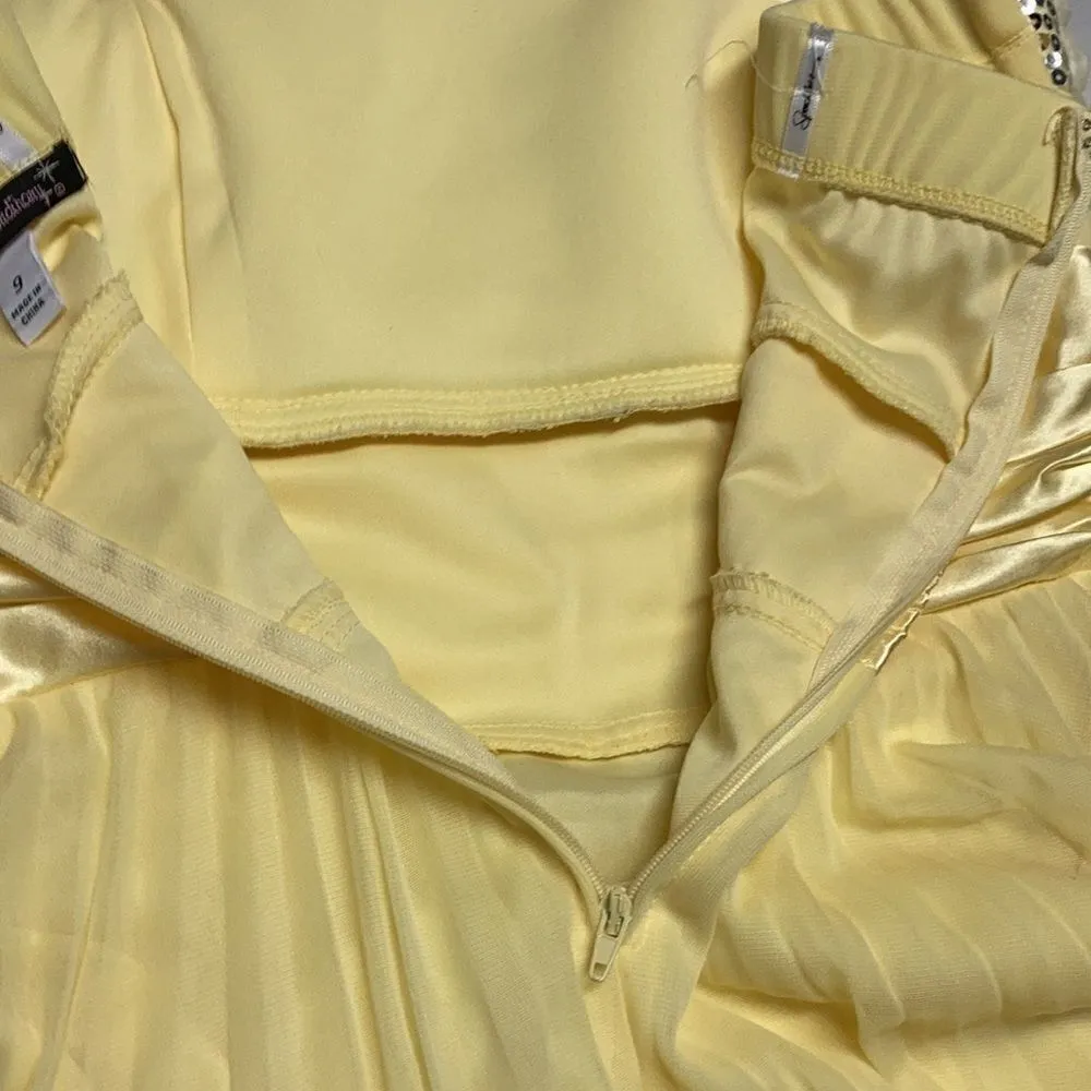 XTRADIONARY, Beaded Mesh Formal strapless, Sz9, Yellow, Sequins, pleats, Hand Wash - Image 12