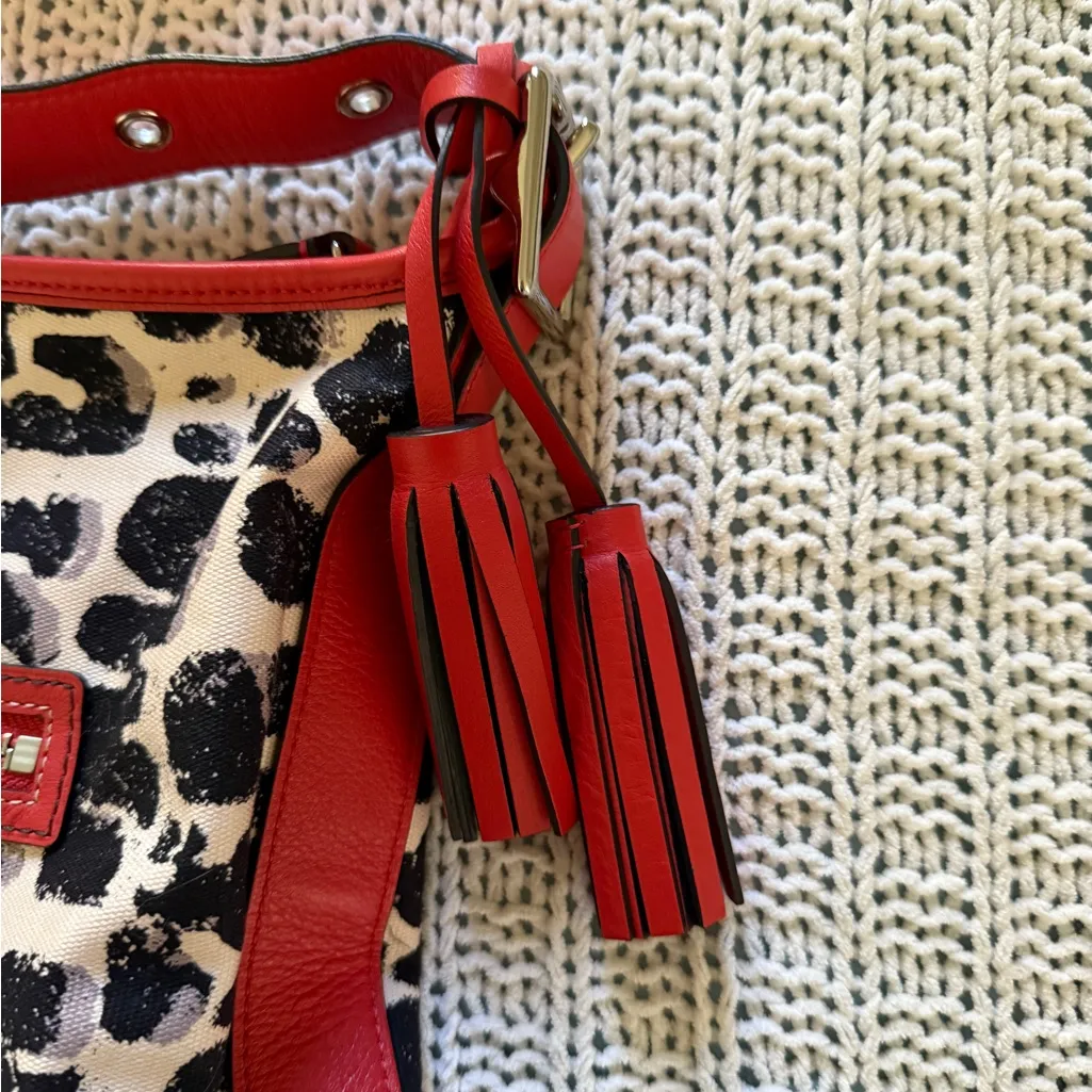 NWOT Coach Rare Orange Leopard Ocelot Print Leather Women's Shoulder Bag Duffel - Image 5