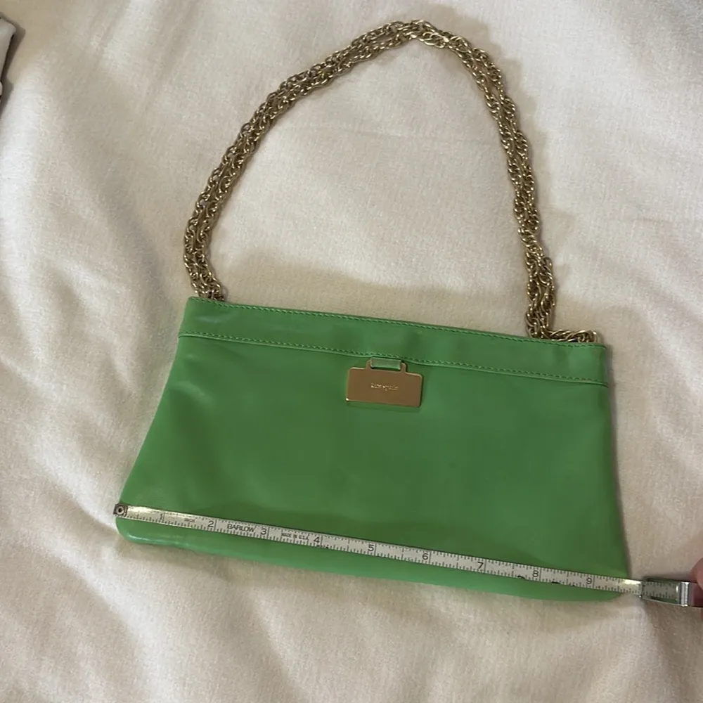 Kate Spade Mini Shoulder Bag Green Leather with Gold Chain - Image 8