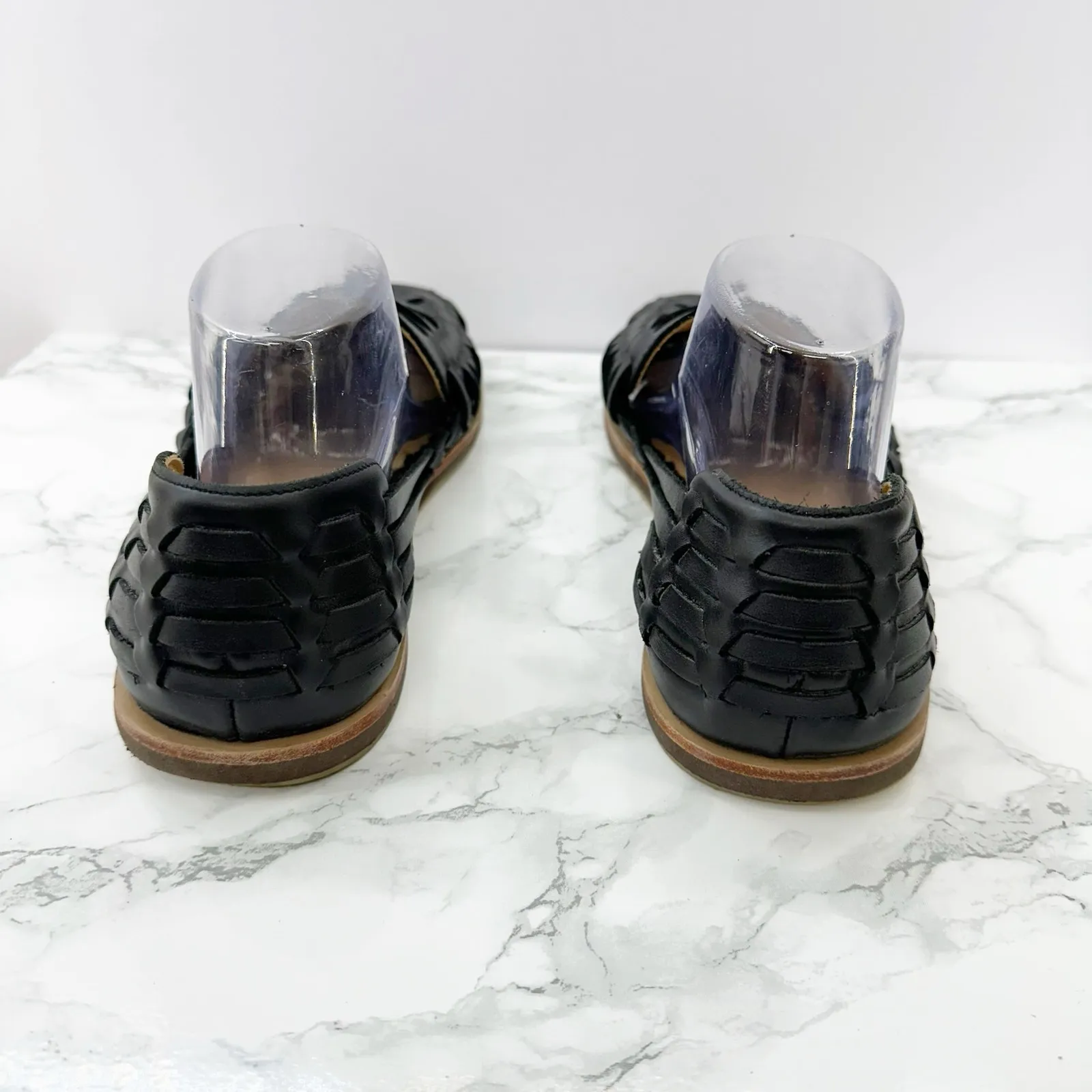 Nisolo Womens 9.5‎ Huarache Sandal Black Leather Water Resistant Sandals - Image 6