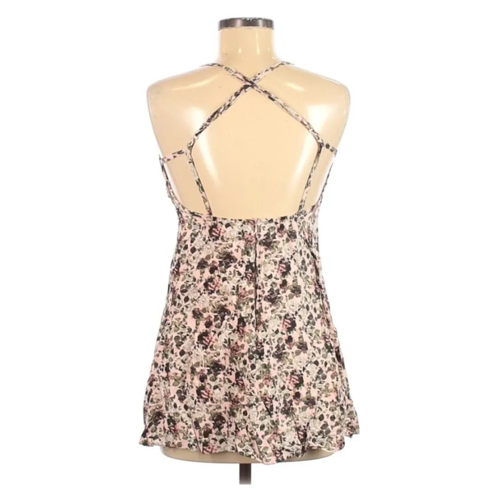 Aritzia Talula Pink Ditsy Floral Strappy Back Mini Dress Womens 6 Girly Romantic - Image 4