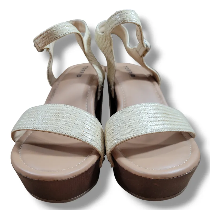 Torrid Shoes Size 9.5WW Jute Double Strap Woodgrain Platform Heel Sandal 4" Heel - Image 3