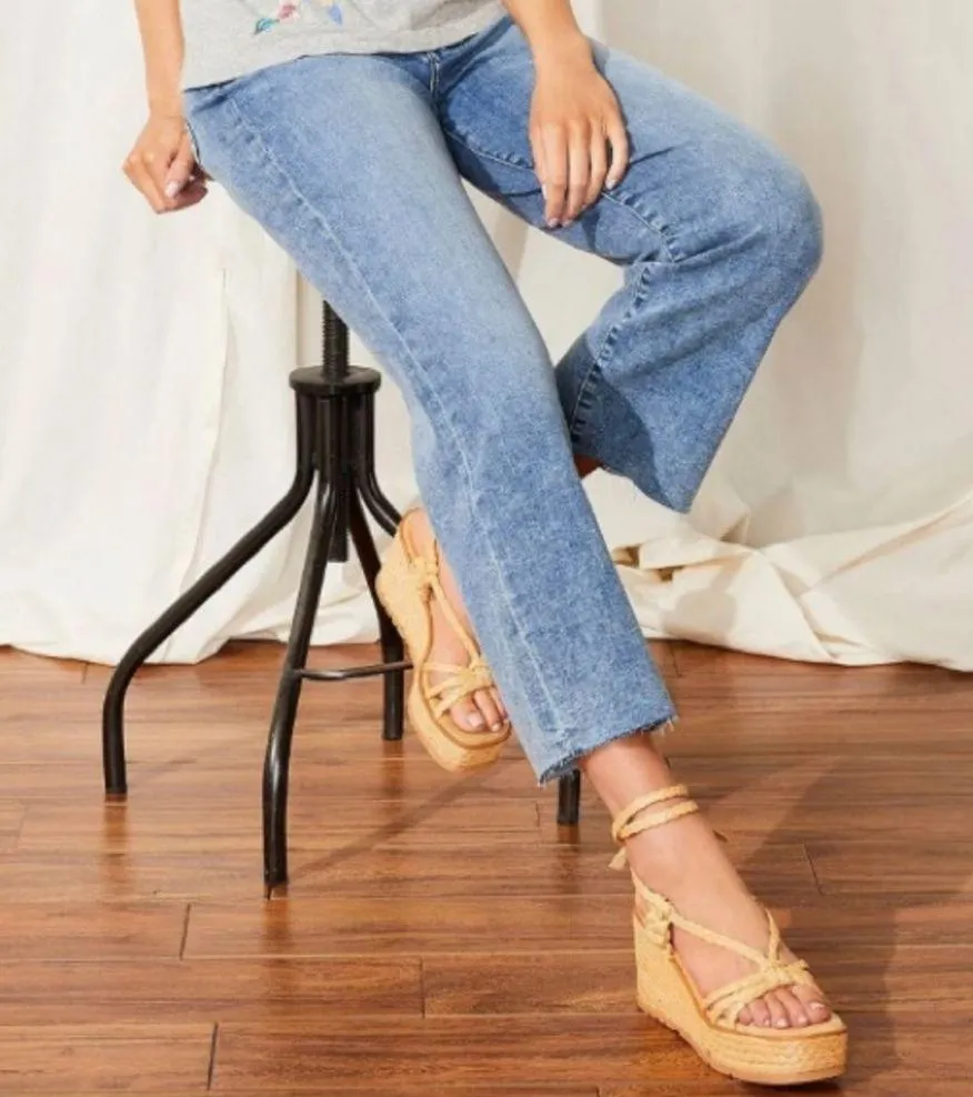 NEW  Revolve* Geissa Platform Wedge Espadrille Sandals Nude, Size 11B $158 - Image 3