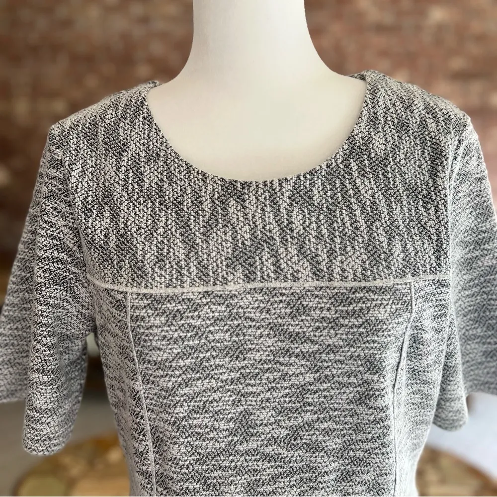 NYDJ Blaine Dress Black Ivory Tweed Slubbed Knit A-Line 12 Work Chic Party - Image 3