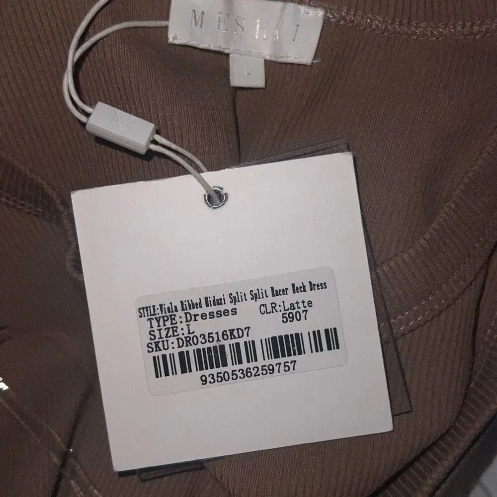 ✨MESHKI Viola Ribbed Racer Back Tank Midi Latte Sz Large Dress✨ - Image 7