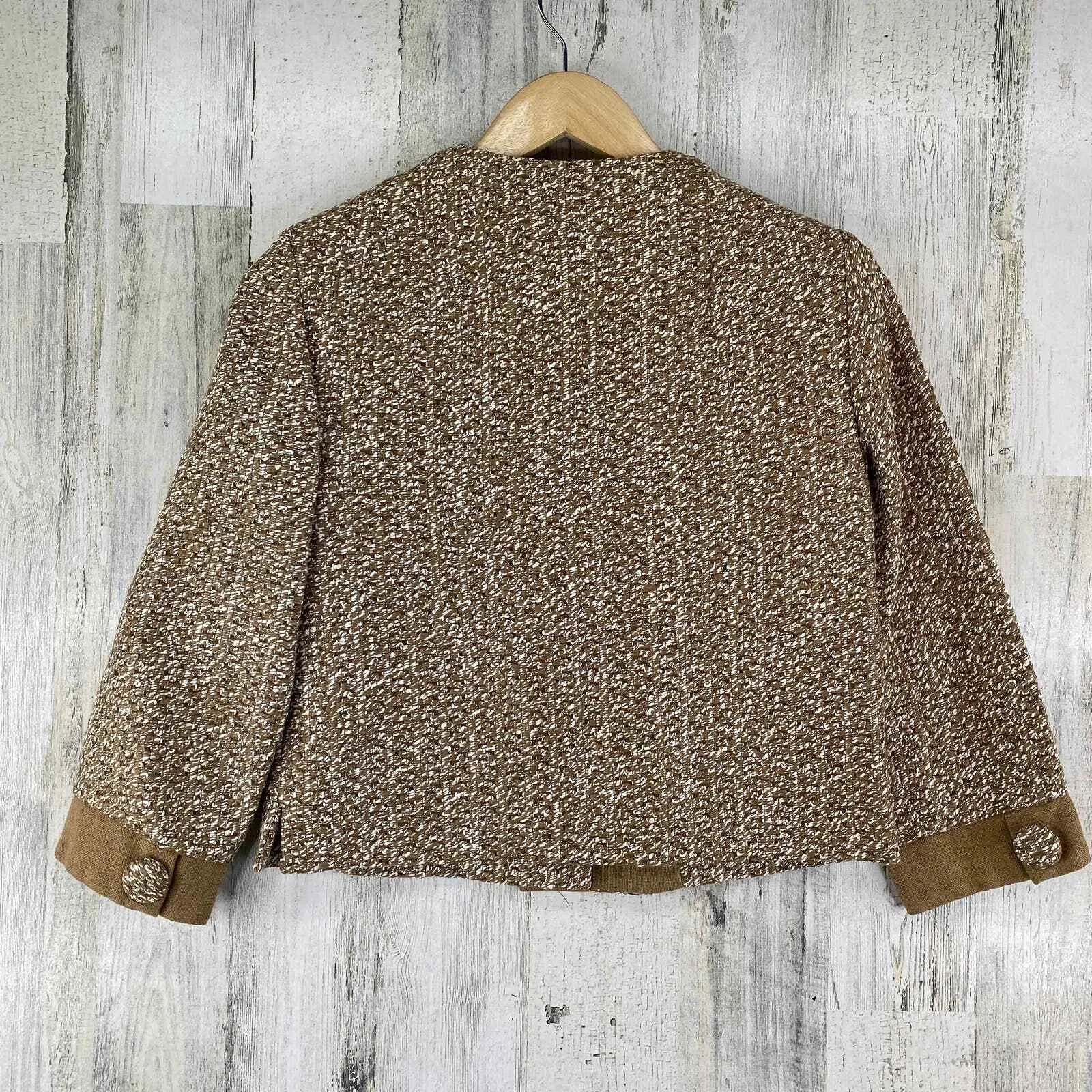 Miss Odette's Shop San Francisco Blazer Jacket Womens Small Brown Tweed Snap VTG - Image 3